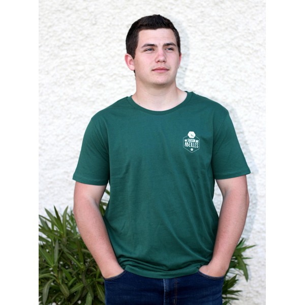 T-shirt - Homme 100% coton vert bouteille une saison aux abeilles